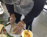 A picture of step 3 of American crispy with half boiled.
