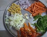 A picture of step 2 of Veg Sizzler with Paneer Steak and creamy Pasta.