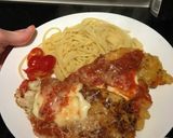 A picture of step 6 of Ma's chicken parm.