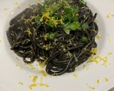 A picture of step 5 of One-Pan Spaghetti with Squid Ink and Lemon.