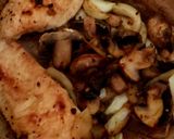 A picture of step 3 of All in One Pan Red Peppered Chicken, Mushrooms+ Onion😋.
