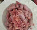 Foto del paso 1 de la receta: Macarrones gratinados con salchicha y bacon