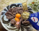 A picture of step 3 of Japanese Wagyu Beef with Egg yolk.