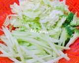 Hình bước làm 1 của món Tim heo xào bông cải xanh,su su và bắp cải