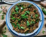 A picture of step 7 of Rajasthani Kacchi Haldi ki Sabzi (Raw Turmeric Sabzi).