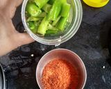 A picture of step 2 of Green Chilli Pickle.