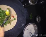 A picture of step 1 of Coriander triangle Paratha.