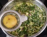 A picture of step 4 of Palak and broken wheat khichdi.