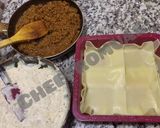 A picture of step 6 of Mutton Lasagna on stove.