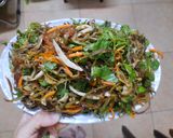 Hình bước làm 5 của món Nộm nấm đùi gà hoa chuối