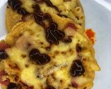 A picture of step 5 of Hot dog Mac and cheese pancake 🥞.