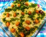 A picture of step 9 of Gatta pulav.