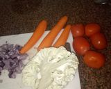 A picture of step 2 of Mashedmatoke and vegetables curry #4week challenge.