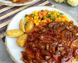 Foto langkah ke 5 dari resep Steak Tahu Saus Lada Hitam.