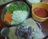 A picture of step 1 of American chopsuey.