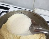 A picture of step 1 of Besan laddo with gud powder.