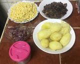 A picture of step 1 of Lunch/Dinner: Mukimo served with wet fry beef.
