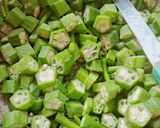 A picture of step 1 of Basen bhindi fry.
