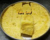 A picture of step 3 of Khaman dhokla.