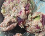 A picture of step 3 of Vegetables kabab with green chutney, mint curd and garlic chutney.