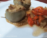 Foto del paso 7 de la receta: Alcachofas, rellenas de langostinos y mejillones