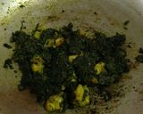 A picture of step 4 of Kochu Pata Chingri.