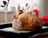 A picture of step 7 of No Yeast Whole Wheat Bread with Cheese.