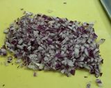 A picture of step 1 of Pak choi salad with leek and onion.