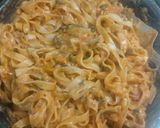 A picture of step 7 of Chicken fettuccine creamy pink pasta.