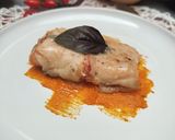 Foto del passaggio 4 della ricetta Trancio di Salmone con lardo di colonnata su letto di zucca