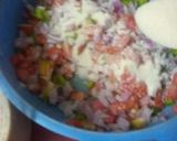 A picture of step 2 of Suji bread pizza.