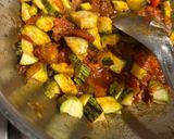 A picture of step 2 of Brinjal and Capsicum Masala.