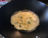 A picture of step 2 of WFH special - mimic Taiwanese Dan Bing (rolled egg crepes) 🥚.