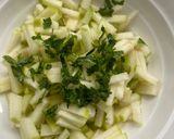 A picture of step 1 of Green Apple chutney with mustard #England.