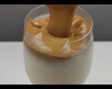 A picture of step 3 of Dalgona Coffee with Sunny Side Up.