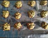 A picture of step 6 of Punjabi kadhi with baked pakoras.
