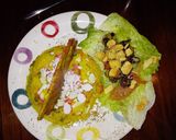 Foto del paso 16 de la receta: Arroz con camarones y palmitos de cangrejo, acompañado de patacón pisado y ensalada