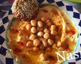 A picture of step 2 of Falafel with hummus.