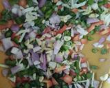 A picture of step 1 of Veg Tripe Schezwan rice.