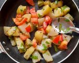 A picture of step 4 of Brahmi potato curry.