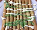 Foto langkah ke 6 dari resep Kulit Lumpia isi Keju Mozarella toping pasta greentea & vanilla.