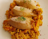Foto del paso 18 de la receta: Arroz con calamares rellenos de gambas y boloñesa con velo de panceta ibérica