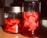 A picture of step 3 of Strawberry infused Vodka.