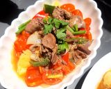 Hình bước làm 2 của món Lòng gà xào ớt chuông