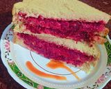 A picture of step 4 of Beetroot 3 tier sandwich.