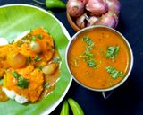 A picture of step 17 of Idly with sambar (without dal) for breakfast.