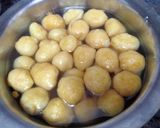 A picture of step 2 of Moong dal and posto savoury laddu curry.