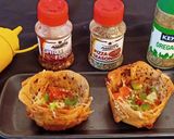 A picture of step 4 of Leftover Roti basket pizza.