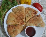 A picture of step 7 of Bell Pepper & Flour Triangle Fritters.
