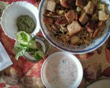A picture of step 1 of Almond n basil chutney with pulao.